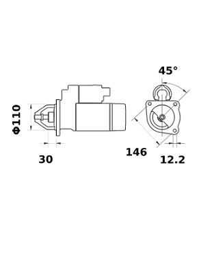 [ISKRIS1434] Reductiestarter Mahle MS176  4,0 Kw - 12V - 9T