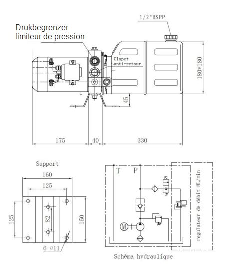 [HYDROSCH12LH] Hydraulische groep 12V