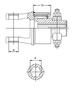 [WALT56.123.41L] Vrijloop W2500 - 1.3/4" - 20 / kruis 36x89 / links draaien - spanning  met klembrug