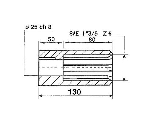 [DKWK 90 505 007] Verloopbus 1-3/8" - 6  / Ø25 L=0130mm