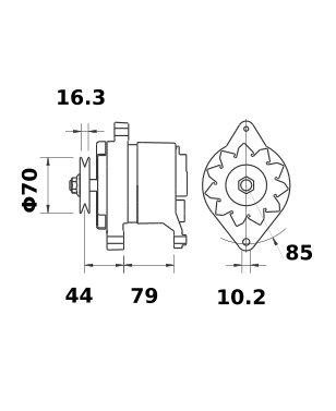 [ISKRIA1351] Alternator Mahle MG502  14V - 95 A