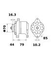 [ISKRIA1351] Alternator Mahle MG502  14V - 95 A