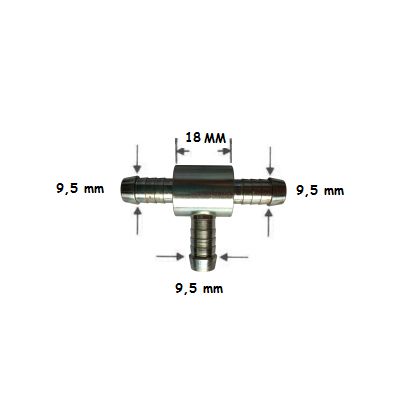 [COHN8028.080808] T nippel  (BRANDSTOFSLANG) - 9.5 MM
