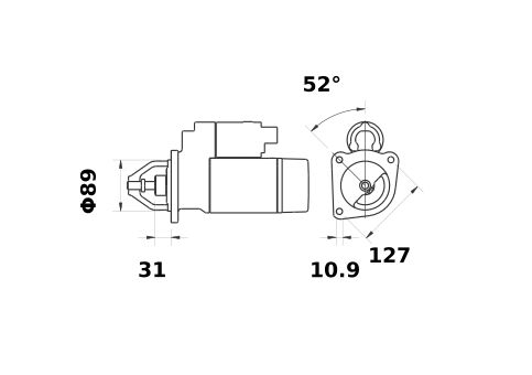 [ISKRIS1366] Reductiestarter Mahle MS651  4,0 Kw - 12V - 9T