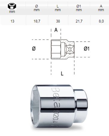 [BETA920 A13] Dopsleutel zeskant - 1/2 - 13mm