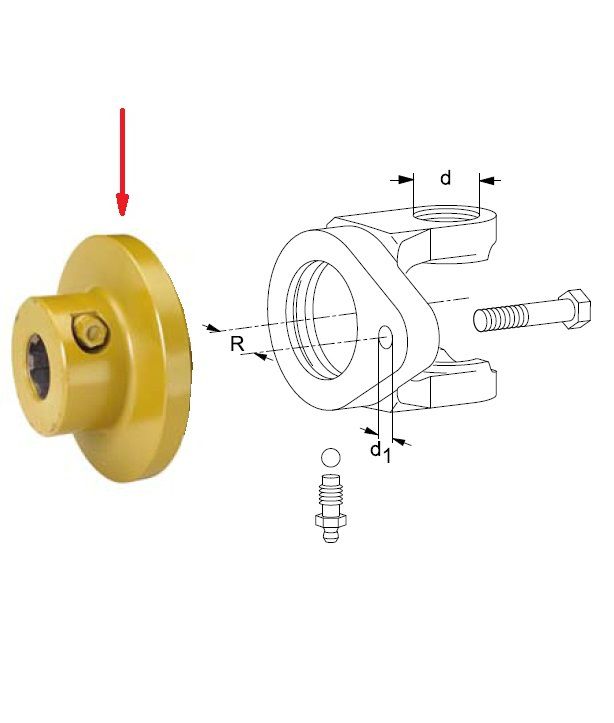 [WALT57.28.24] Naaf KB61/30 - 1.3/4" - 20 / R = 75 - bout M10 / Klemconus CC