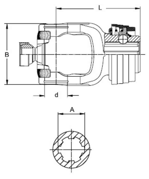 [WALT35.83.330] Gaffel met snelsluiting ASGE P 1.3/8" - 6 (80°)