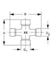 [WALT26.06.01] Kruis 129x36 - 106x42 met 1 smeernippel lateraal en smeerbuisje - serie P