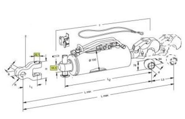[WKSS207242] Hydraulisch derde punt met dempingsmechanisme  CAT 4/130 - slag 183 mm --> 294KW