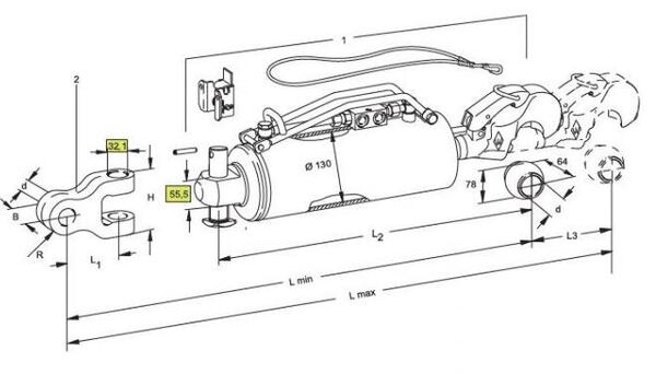 [WKSS207243] Hydraulisch derde punt met dempingsmechanisme  CAT 4/130 - slag 248 mm --> 294KW   