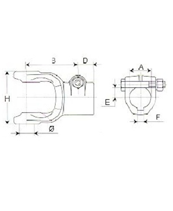 [BOND5090M6551] Gaffe met as 45 mm spie 14 mm bout op as