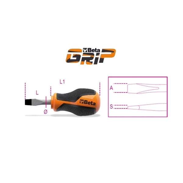 [BETA1260N 0,8X4X30] Schroevendraaiers voor sleufschroeven korte uitvoering 0,8X4X30