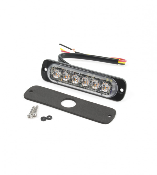 [AEBBST6-CR] Ultra dunne 6 LED flitser 12/24V - VDC -  WIT