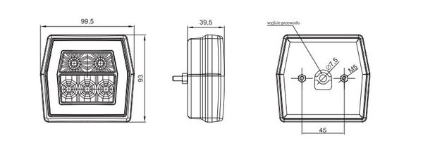 [DKWK 40 000 051] Universele LED-achterlicht 12-36V, 4-functioneel met kentekenverlichting