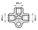 [HITEH 9198] Remleidingkoppelstuk T 3x M10x1.00mm