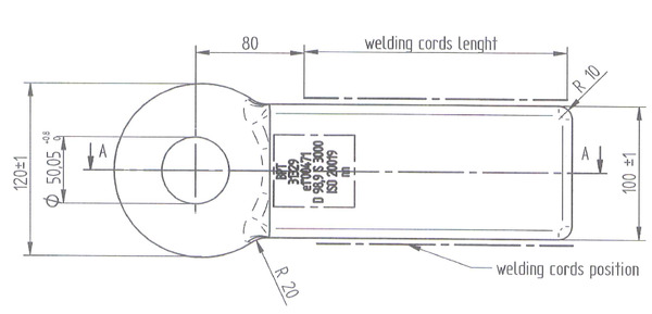 [DKWK 91 000 103] Trekoog BPT 31329 - plat - breedte 100mm - oog 50mm - 36T