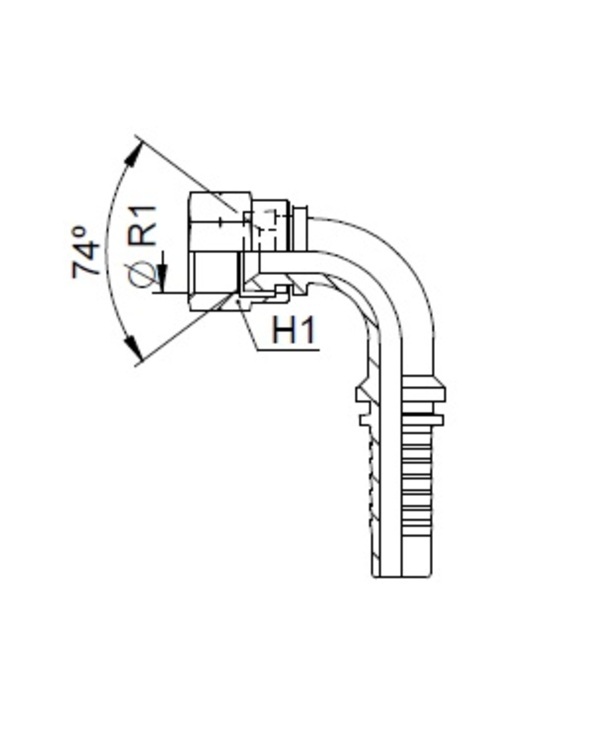 [FONT66.14.20.16] Kop. Vrouwelijk 90°  1.5/8" JIC - Slang 1" - R15  
