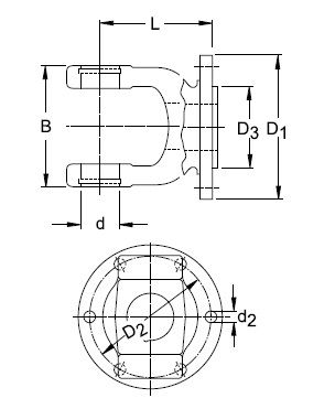 [WALT27.15.101] Flensgaffel 6 gaten Ø 160 mm - buiten centrering Ø 98 mm