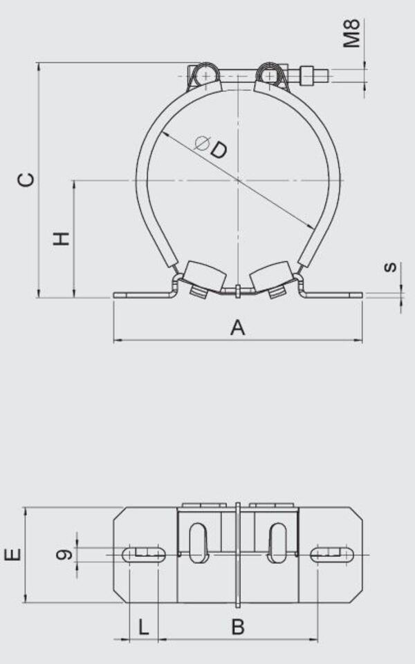 [DKWK 80 050 010] Bevestigingsklem voor accumulator Ø121-129 mm