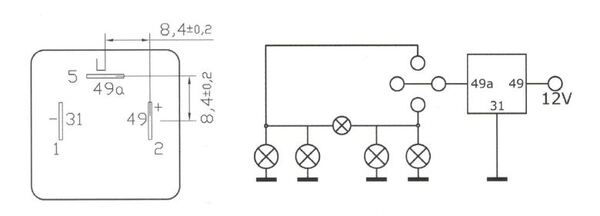 [DKWK 40 000 450] Knippercentrale 12V 3P DIN - kort mod.