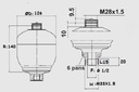 [DKWK 80 050 135] Accumulator 0,75 l - 330 bar max - ma. M33x1.5 + vr.1/2 - vuldruk 60 bar