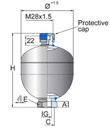 [DKWK 80 050 162] Accumulator 2,8 l - 250 bar max - vr. 3/4 BSP - vuldruk 0 bar