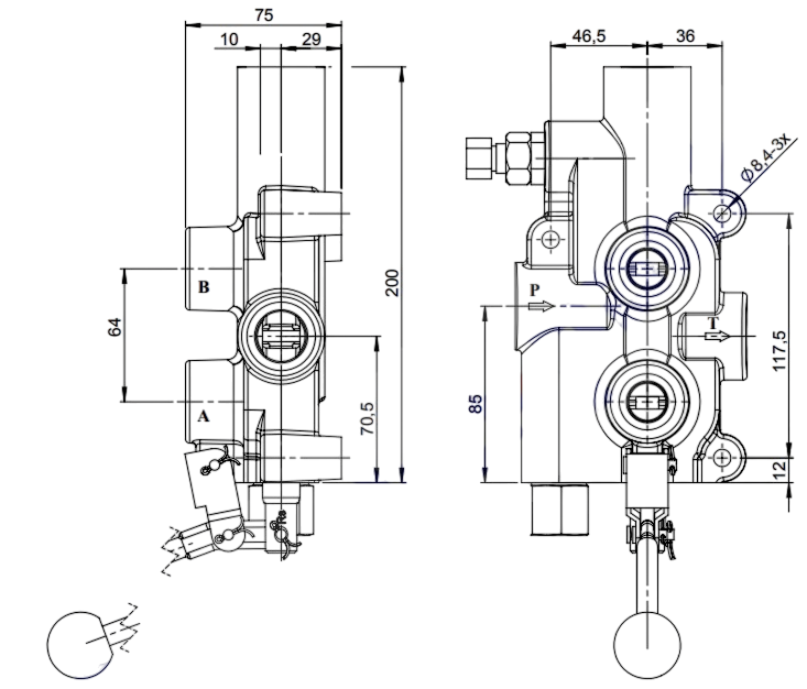 Ventiel voor houtkliever 1/2 BSP - 80l/min