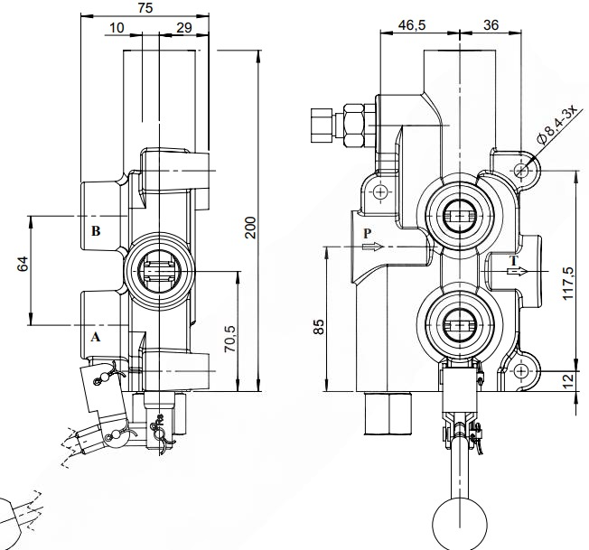Ventiel voor houtkliever 1/2 BSP - 80l/min - autoretour