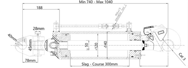 Hyd.derde punt CBM CAT 3 - DIA 120