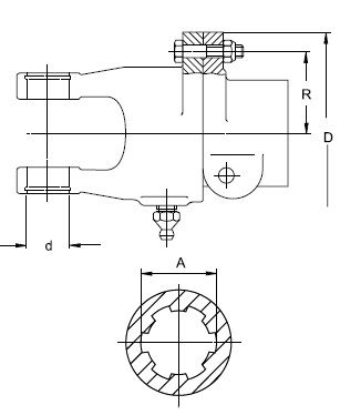 [WALT57.106.12] Breekboutkoppeling W2200 - 1.3/8" - 6 / kruis 24x61 / 078 daNm / bout M6