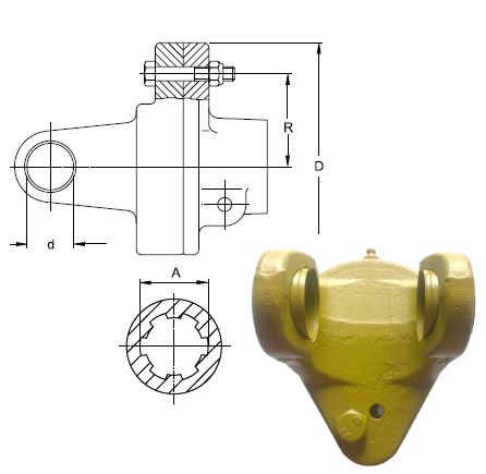[WALT57.187.18] Breekboutkoppeling W2500 - 1.3/4" - 6 / kruis 36x89 / 333 daNm / bout M10