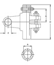 [WALT57.102.19] Breekboutkoppeling W2600 - 1.3/8" - 6 / kruis 42x104 / 250 daNm / bout M8  met klemconus