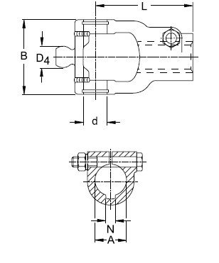 [WALT20.10.814] Gaffel AGKF as 30 mm - spie 8 mm - bout M12x70 op as (80°)