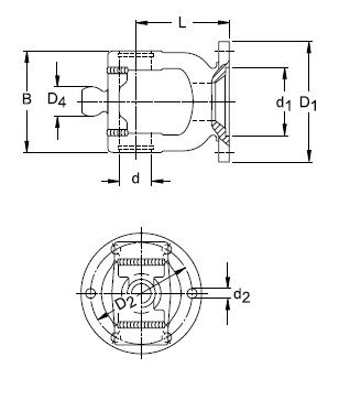 [WALT21.16.816] Flensgaffel 6 gaten Ø 100 mm - binnen centrering Ø 57 mm (80°)