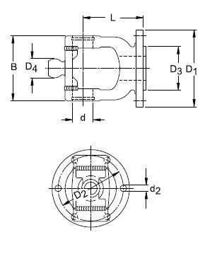 [WALT21.32.816] Flensgaffel 6 gaten Ø 136 mm - buiten centrering Ø 98 mm (80°)