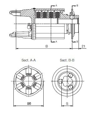 [BOND613456501R] Sterslipkoppeling 1 3/8" - 6/ 4 rijen nokken -  1600 Nm