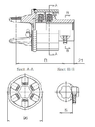 [BOND610234001R] Sterslipkoppeling 1 3/8" - 6/ 2 rijen nokken - 650 Nm