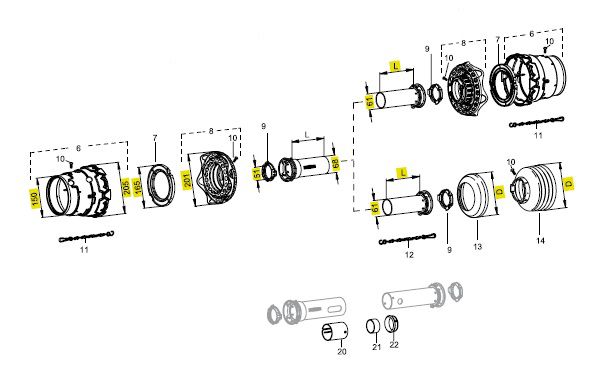 [WALT85.01.01] Kap voor SDF15 grote hoek 80°  WW2380 - Lengte 186 mm