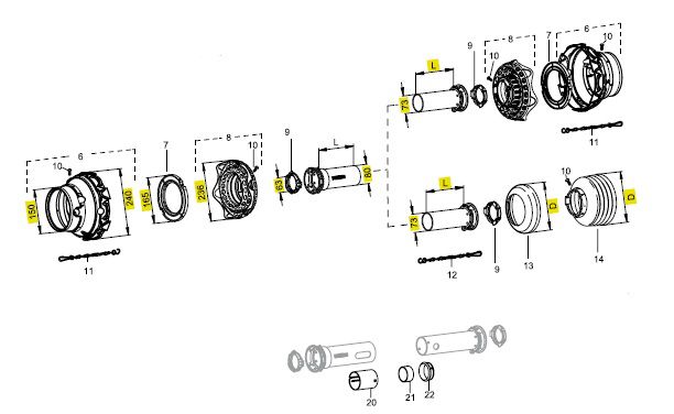 [WALT85.01.04] Kap voor SDF25 grote hoek 80°  WW2380 - Lengte 147 mm