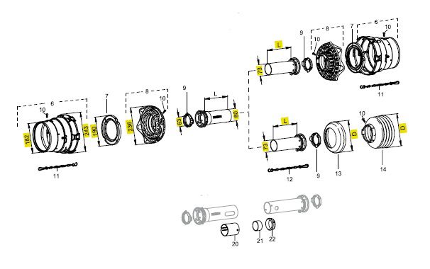 [WALT85.01.03] Kap voor SDF25 - SDF25/1 - SPGF20  grote hoek 80°  WW2580 - PW580 - Lengte 203 mm