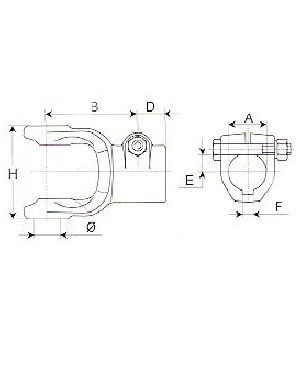 [BOND509026252] Gaffel met bout as 30 mm spie 8 mm