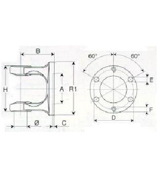 [BOND221017251] Flensgaffel 6 gaten
