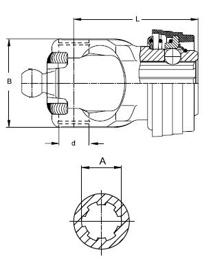 [WALT20.83.830] Gaffel met snelsluiting ASGE 1.3/8" - 6 (80°)