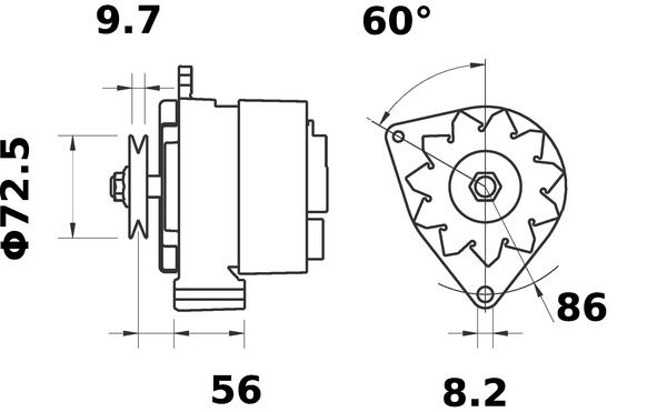 [ISKRIA0215] Alternator Mahle MG628  14V - 65 A