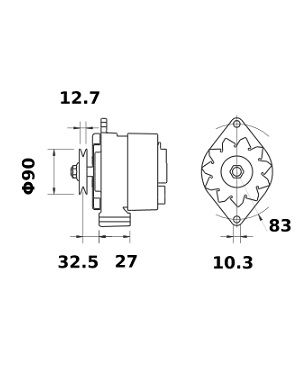 [ISKRIA0693] Alternator Mahle MG272  14V - 65 A