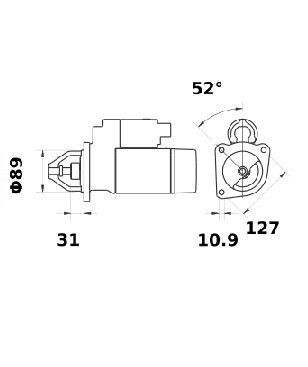 [ISKRIS0619] Starter Mahle MS108  3,7 Kw - 12V - 9T - (met reductie zie IS1254)