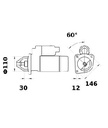 [ISKRIS0403] Starter Mahle MS195  3,0 Kw - 12V - 9T - (met reductie zie IS1262)