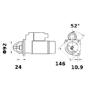 [ISKRIS0579] Starter Mahle MS346  2,8 Kw - 12V - 10T - (met reductie zie IS1158)
