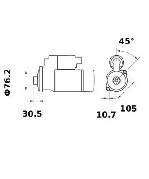 [ISKRIS1045] Starter Iskra  2,0 Kw - 12V - 9T - Links draaien