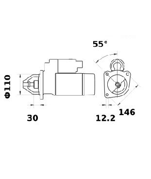 [ISKRIS1387] Reductiestarter Mahle MS224  3,2 Kw - 12V - 9T